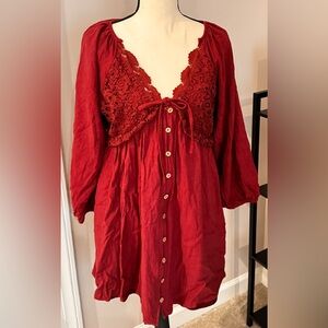 Maternity Red Lace Lined Dress